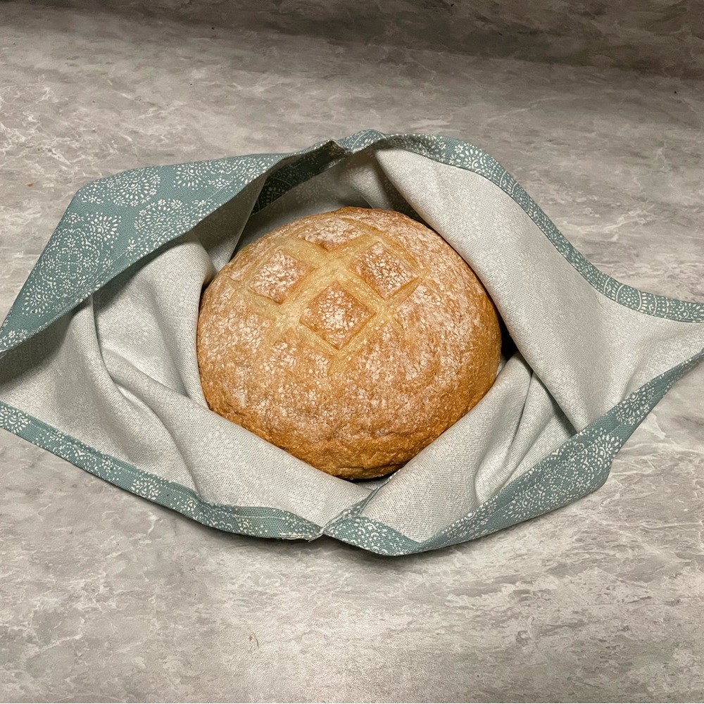 Reusable Cotton Bread Bag - Blue Paisley Pattern (02)